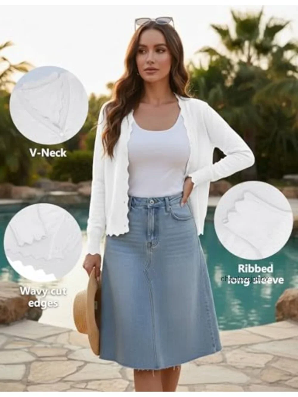 Women's Knit Cardigan Sweater Button Front V-Neck Lightweight